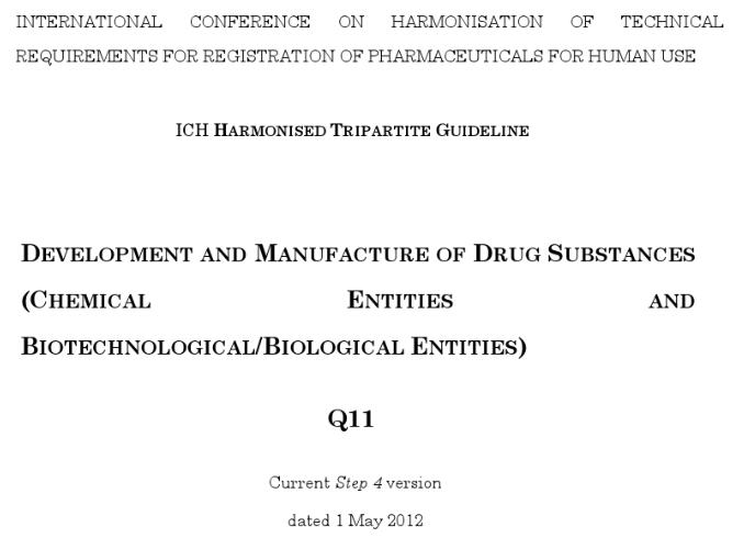 资料分享| ICH-Q11 原料药开发与制造   中英文版